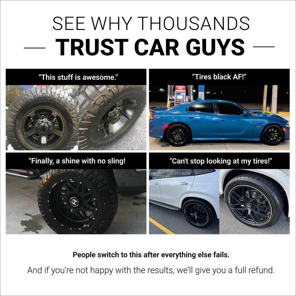 CAR GUYS Tire Shine Spray dries to touch without grease