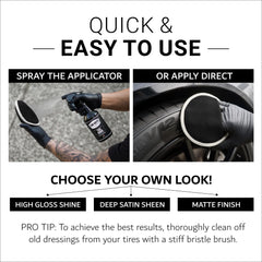 CAR GUYS Tire Shine Spray highlights UV protection on tires