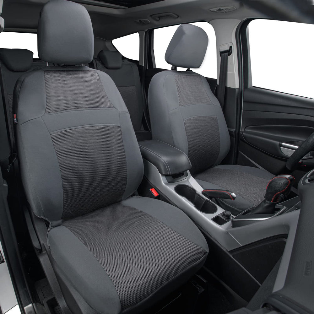 CAR PASS 3D air mesh seat cover back view shows universal fit across vehicles.
