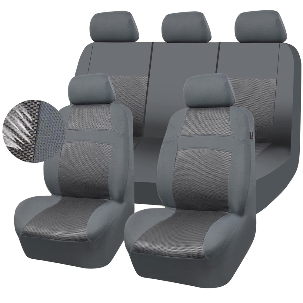 CAR PASS 3D air mesh seat cover front view adds stylish protection and comfort.