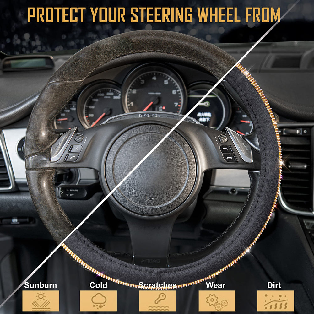 CAR PASS anti-slip inner rubber points provide stable steering grip.
