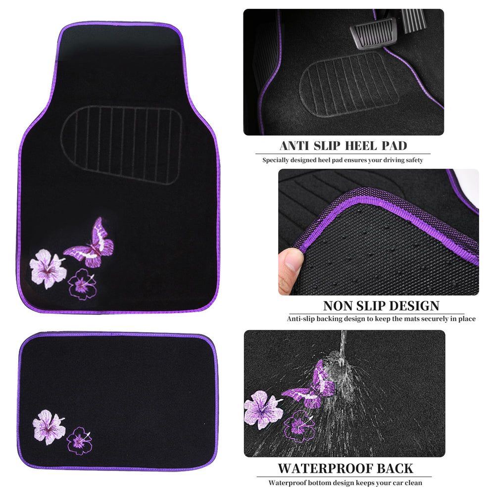 CAR PASS Anti-slip mats backing keeps mats securely in place while driving.