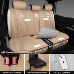 CAR PASS beige leather bling rear headrest covers shield upholstery stylishly.