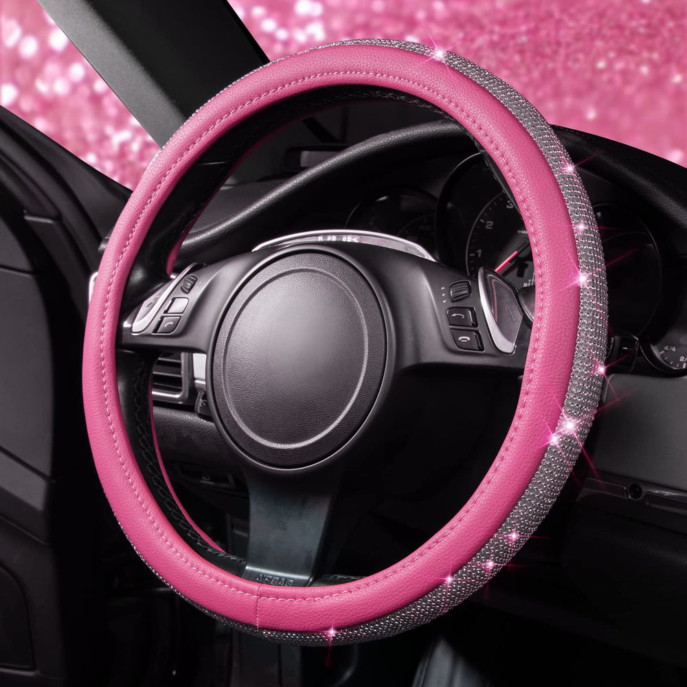 CAR PASS Bling crystal steering wheel cover shows shine while enhancing handling