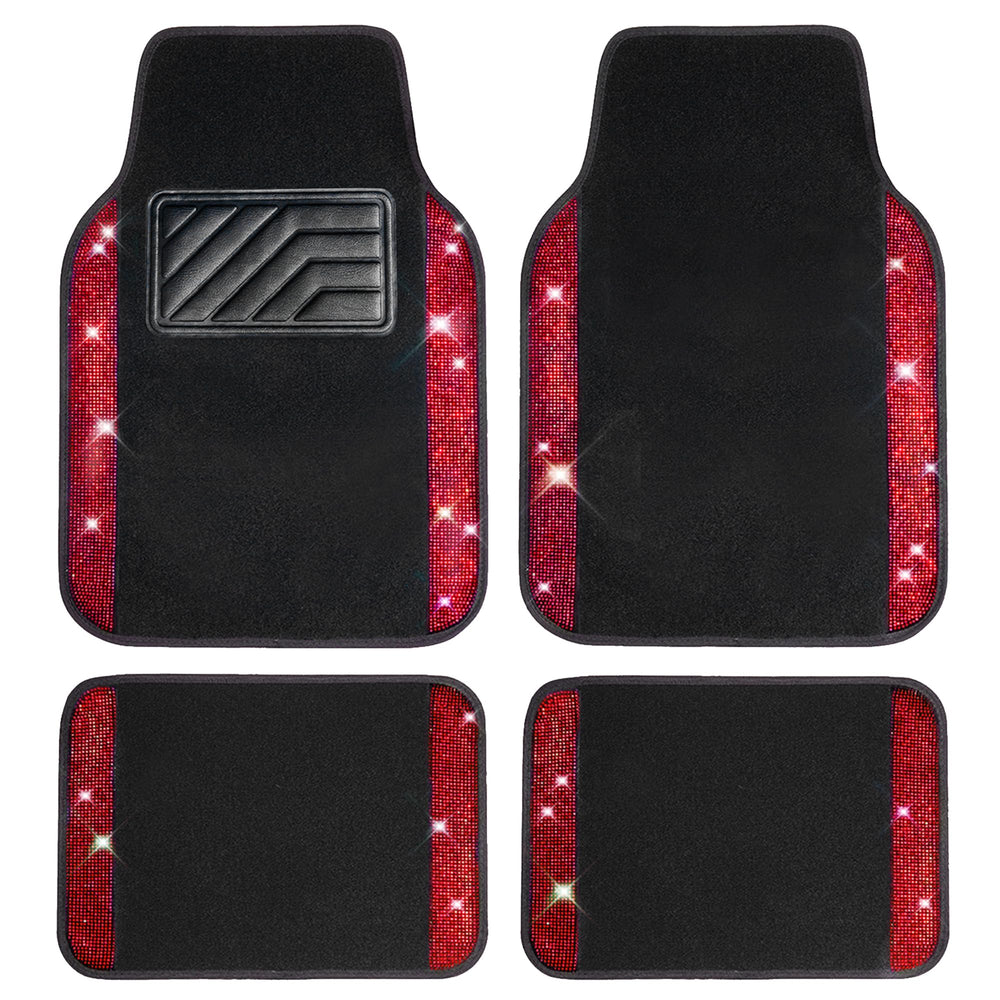 CAR PASS Bling Diamond floor mat front-left sparkle adds glam and protection.