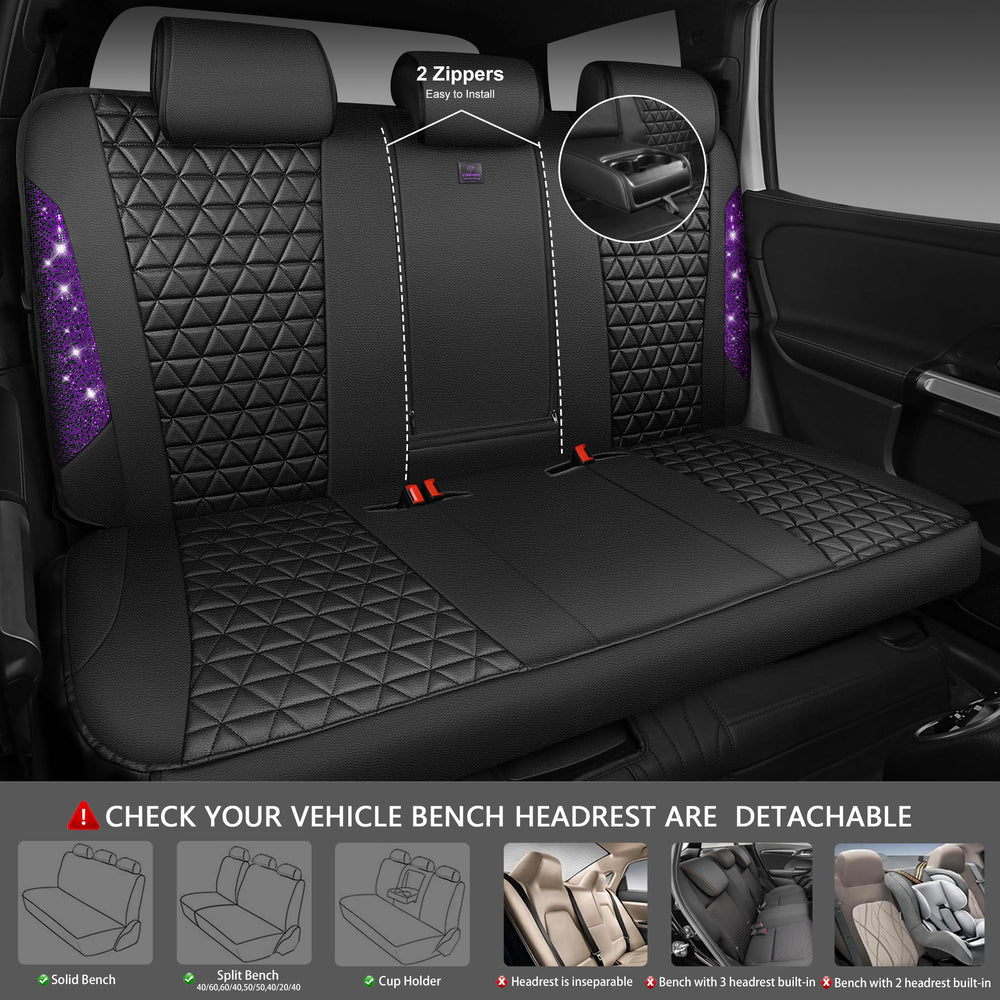 CAR PASS Bling diamond rear headrest cover adds rhinestones and style
