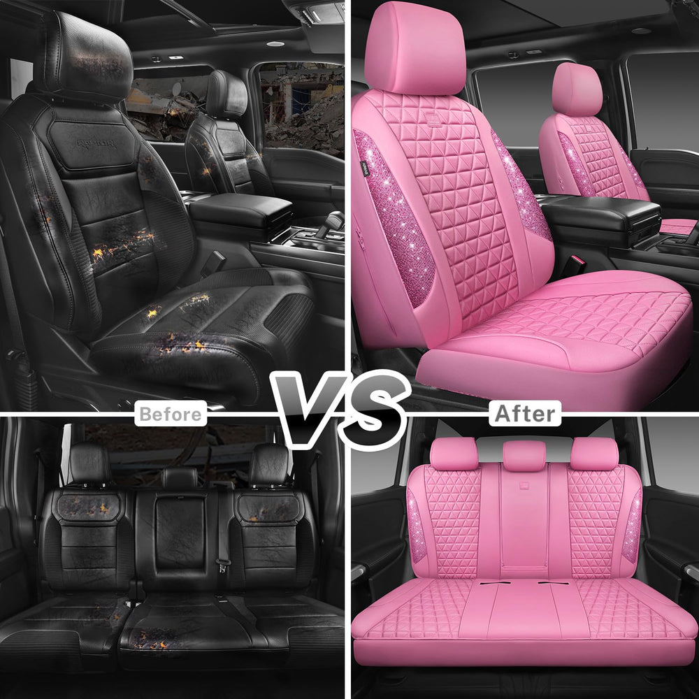 CAR PASS Bling Diamond Pink waterproof fabric guards against spills.