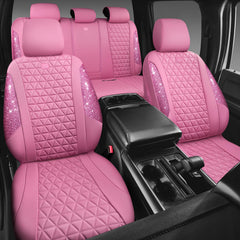 CAR PASS Bling Diamond Pink front right seat cover adds shine and comfort.