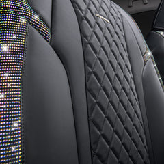 CAR PASS rear seat cover with rhinestones protects upholstery and shines.