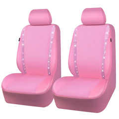 CAR PASS Bling Diamond seat cover front view highlights rhinestones for chic interior.