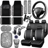 CAR PASS diamond steering wheel cover adds shine and grip.