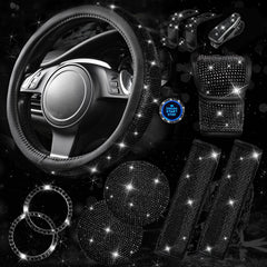 CAR PASS bling diamond steering wheel cover adds luxury and grip for comfortable driving