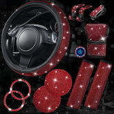 CAR PASS bling steering wheel cover in red enhances interior shine and grip