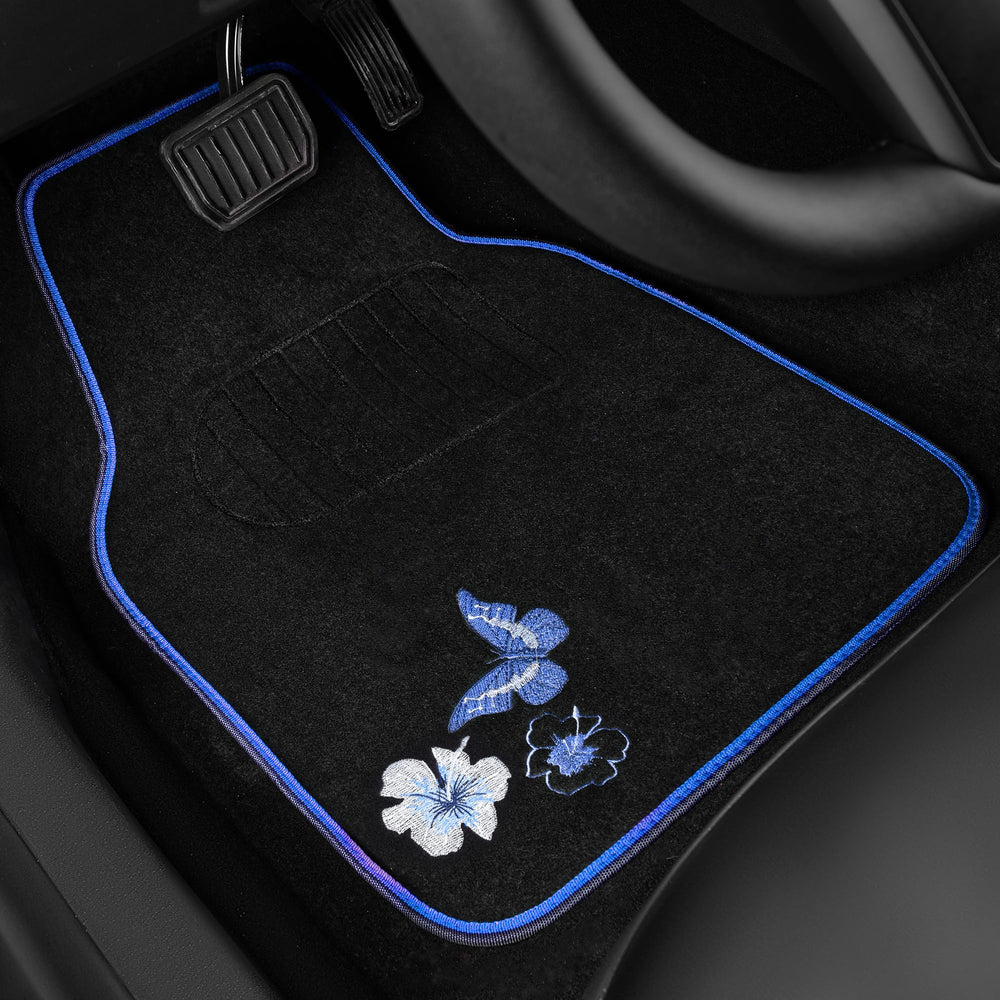 CAR PASS blue embroidery flower mats add interior style and protection