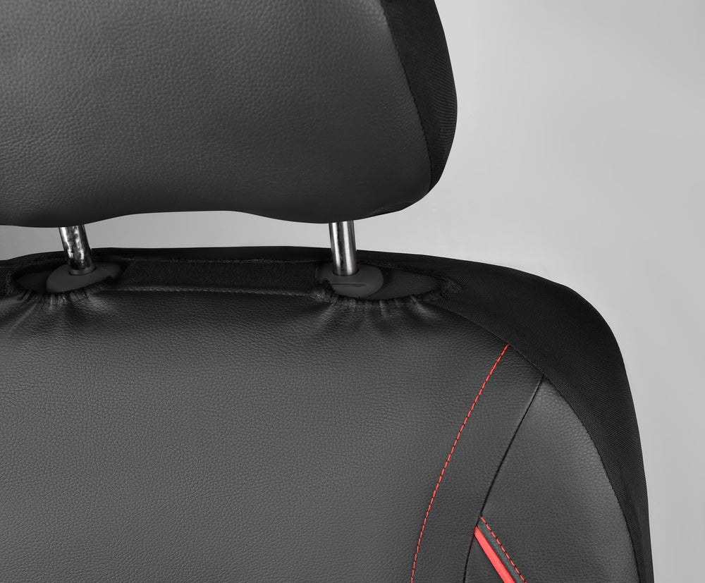 CAR PASS bold black and red design enhances cabin style.
