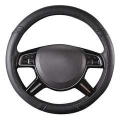 CAR PASS Classic Leather steering wheel cover anti-slip inner grip reduces movement.