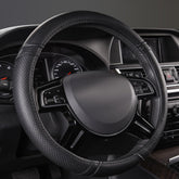 CAR PASS Classic Leather steering wheel cover close-up padding enhances grip and comfort.