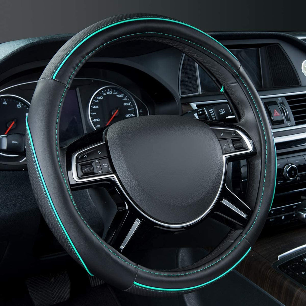 CAR PASS steering wheel cover front view with colour piping for universal fit