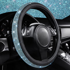 Close-up of crystal rhinestones on CAR PASS steering wheel cover