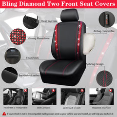 CAR PASS detachable headrest with rhinestones enhances the styling.
