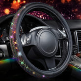 CAR PASS Diamond Leather steering wheel cover with bling adds luxury grip.