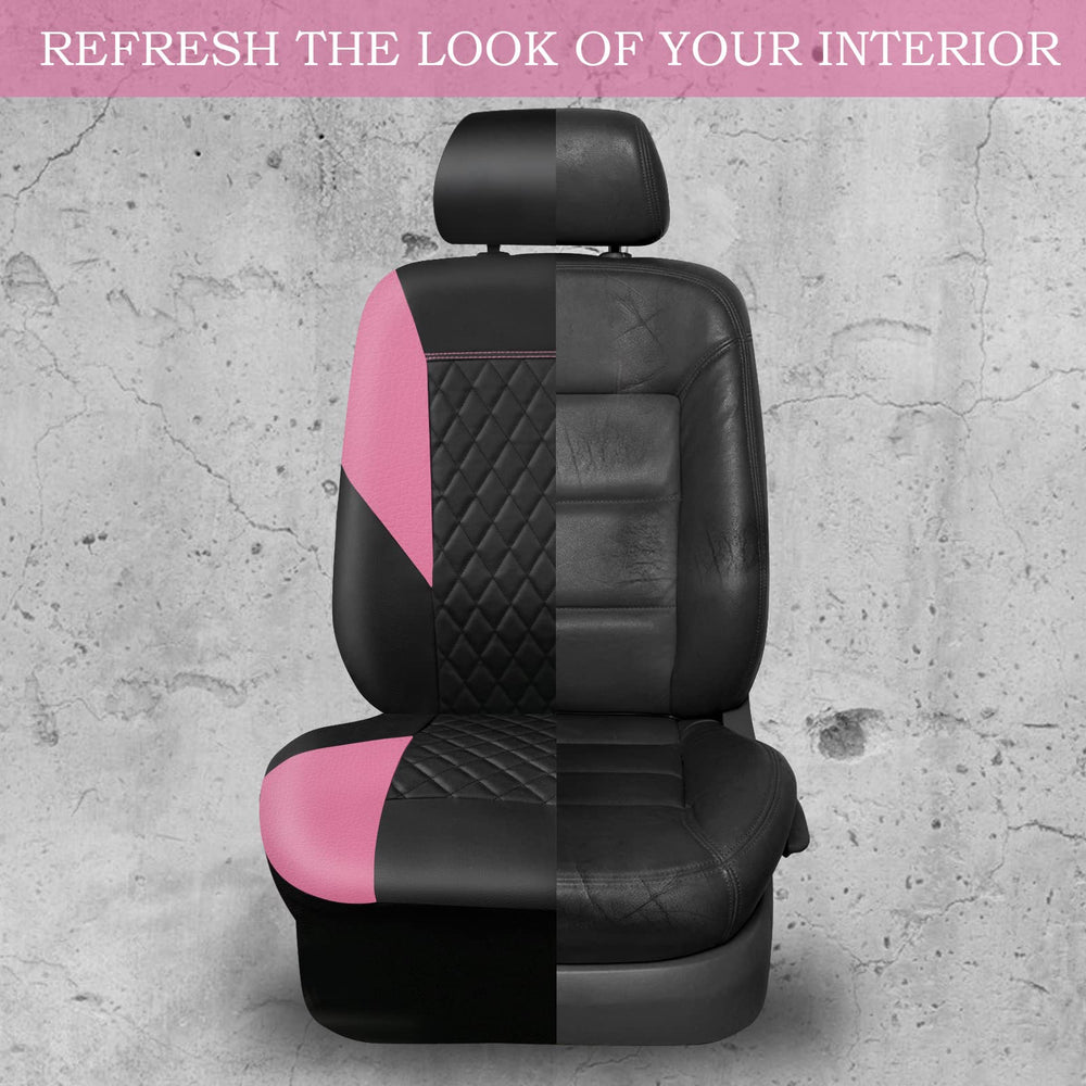 CAR PASS pink seat covers are easy to install and clean.