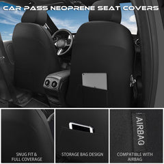 CAR PASS easy-install front-seat cover fits most vehicles.