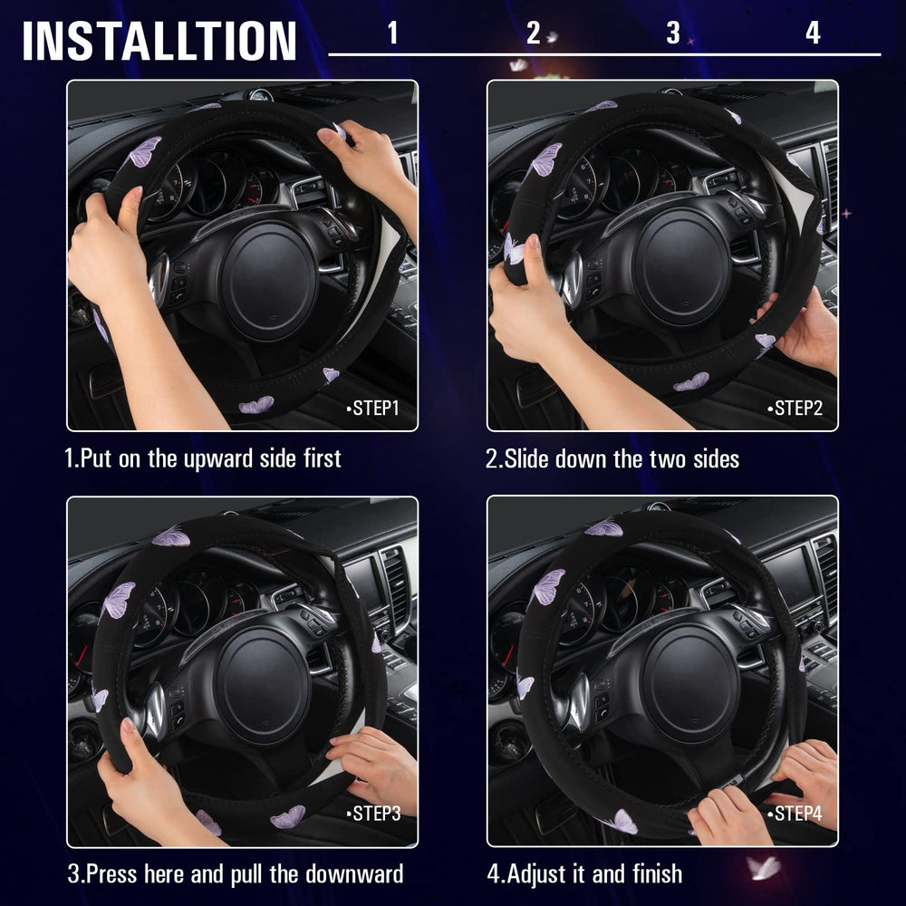 Easy installation demonstration for CAR PASS steering wheel cover.