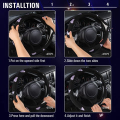 Easy installation demonstration for CAR PASS steering wheel cover.