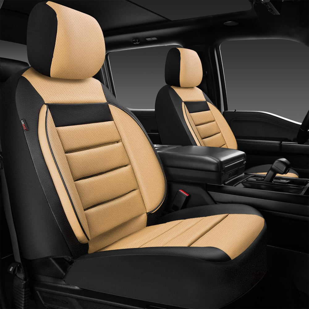 CAR PASS faux leather front seat cover texture adds style and durability.