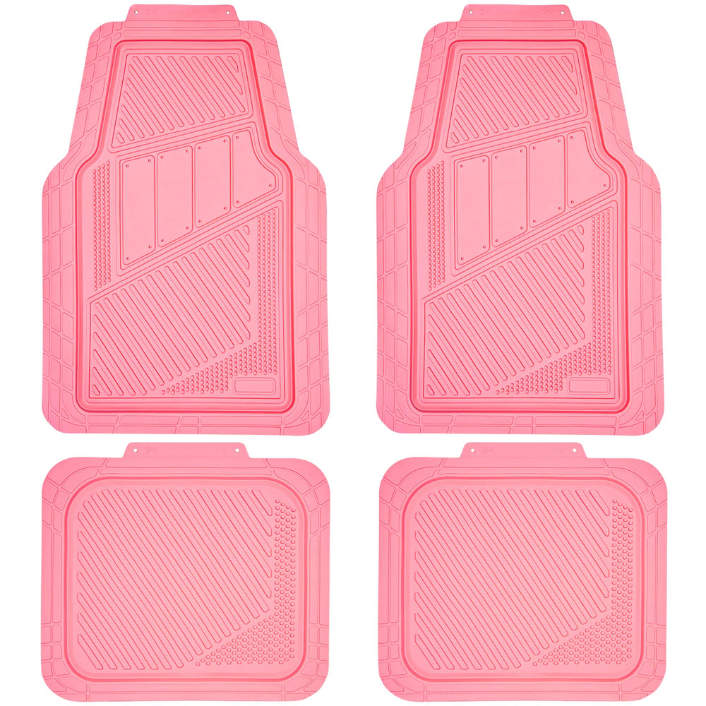 CAR PASS pink heavy-duty floor mat front view with all-weather protection and non-slip grip