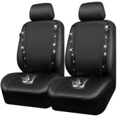 CAR PASS leather bling diamond front seat cover left adds sparkling protection.