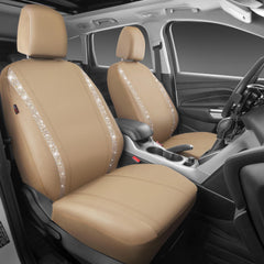 CAR PASS Leather Bling Diamond seat cover closeup rhinestones for a chic interior.