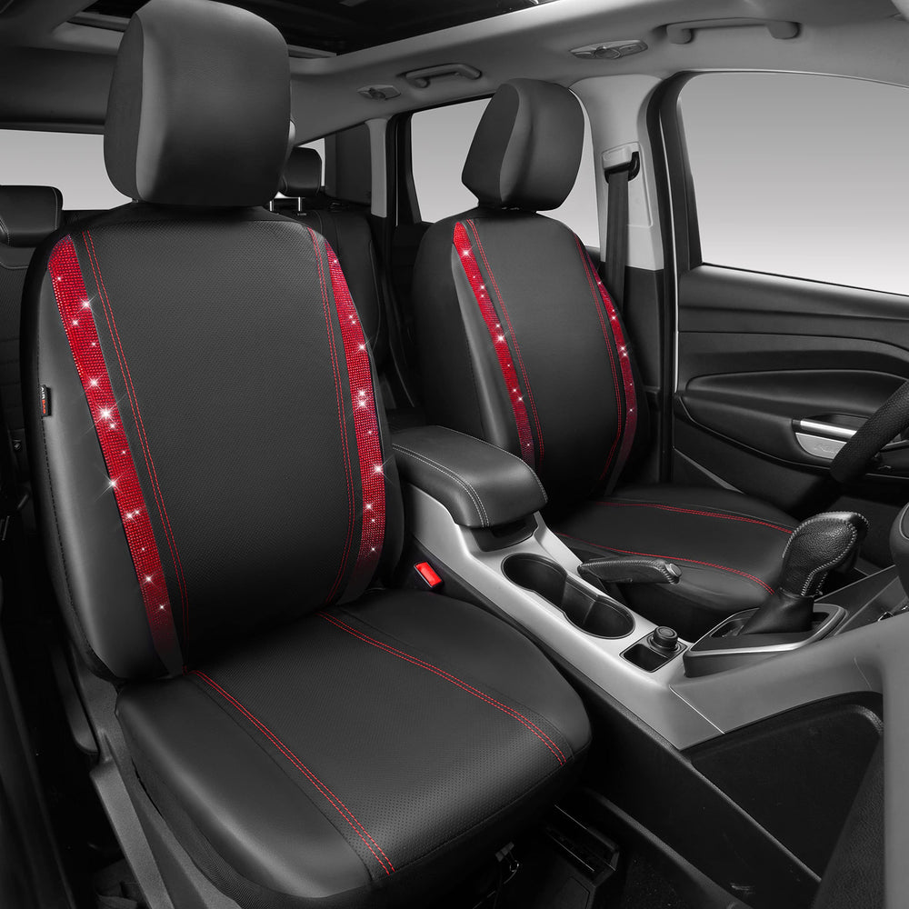 CAR PASS leather bling diamond seat cover front right adds interior sparkle.