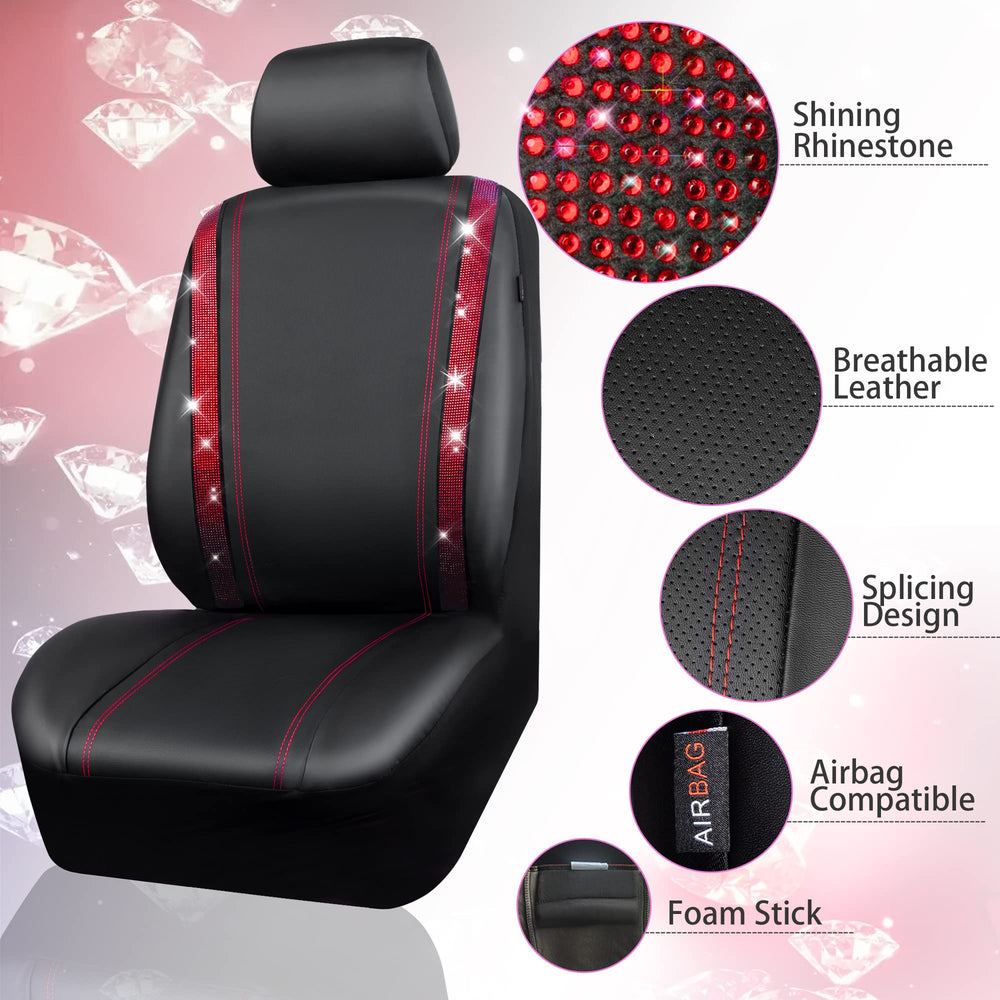 CAR PASS rear left seat cover with rhinestones protects against wear.