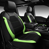 CAR PASS leather front seat cover in black-green enhances cabin style and comfort.