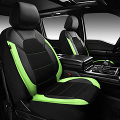 CAR PASS leather front seat cover in black-green enhances cabin style and comfort.