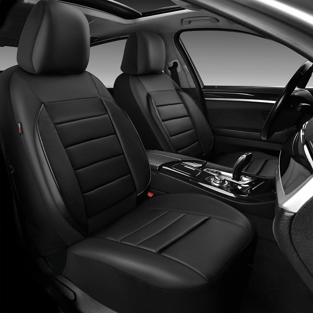 CAR PASS leather seat covers back view demonstrates full-seat coverage.