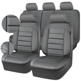 CAR PASS leather seat covers gray, front view, luxury protection for the vehicle interior.