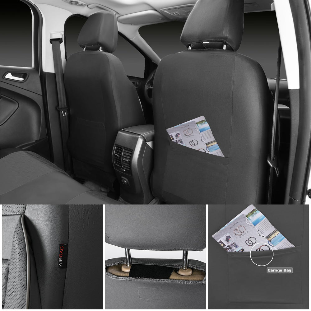 CAR PASS water-resistant gray seat covers, interior protection against spills.
