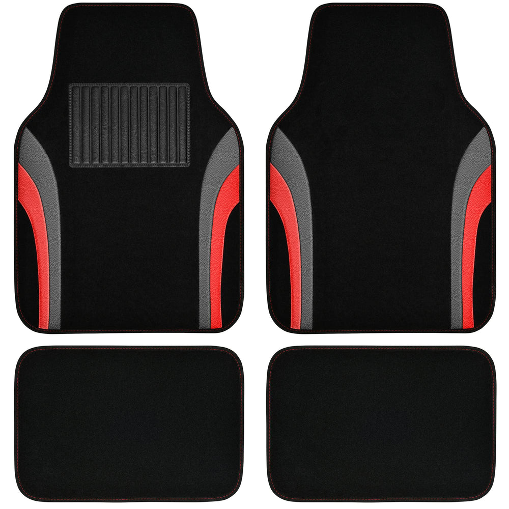 Car Pass Leather Sporty Floor Mats front view showing universal fit and sleek look.