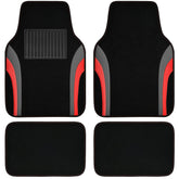 Car Pass Leather Sporty Floor Mats front view showing universal fit and sleek look.