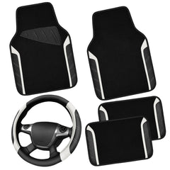 CAR PASS leather steering wheel cover for 14.5–15 inch wheels with secure grip.