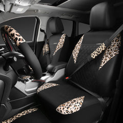 CAR PASS leopard front seat cover set adds bold pattern and protection