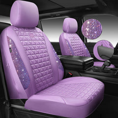 CAR PASS light purple bling-diamond front-right seat cover shines and shields.