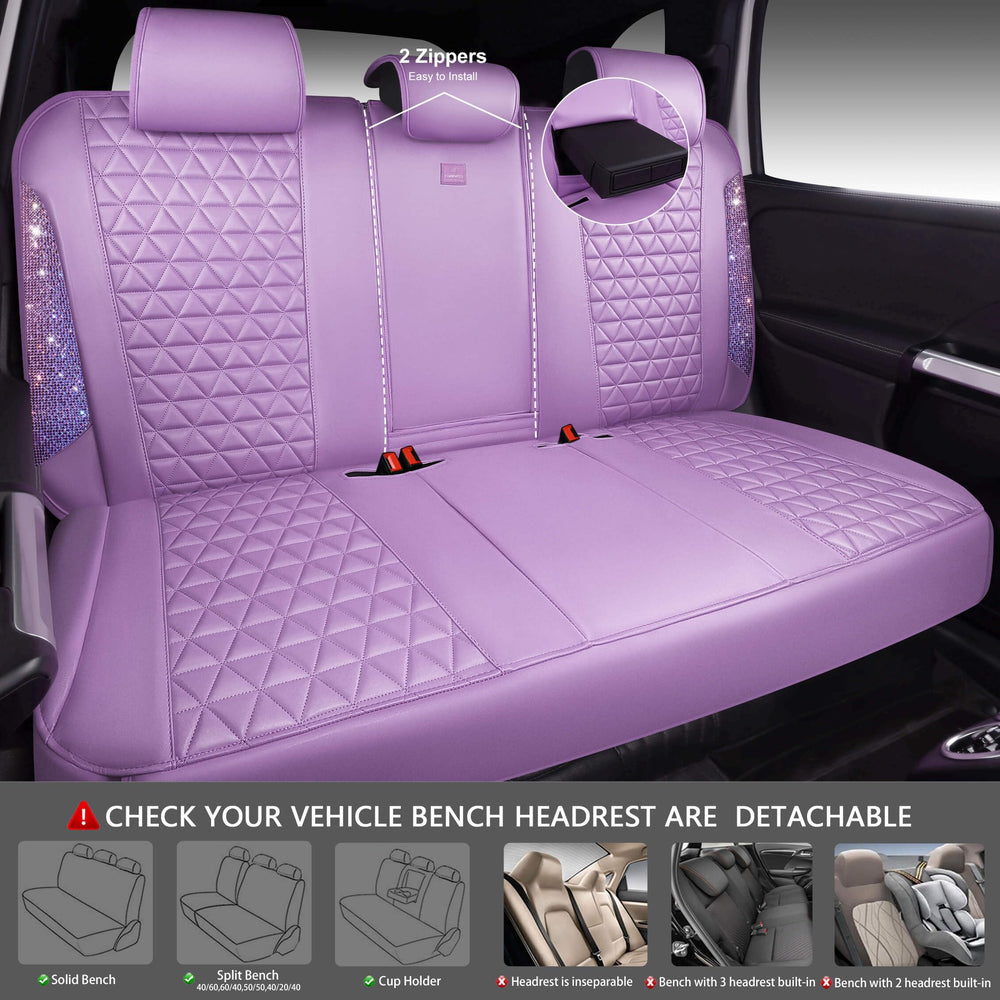 CAR PASS lavender headrest cover set enhances interior and protects surfaces.
