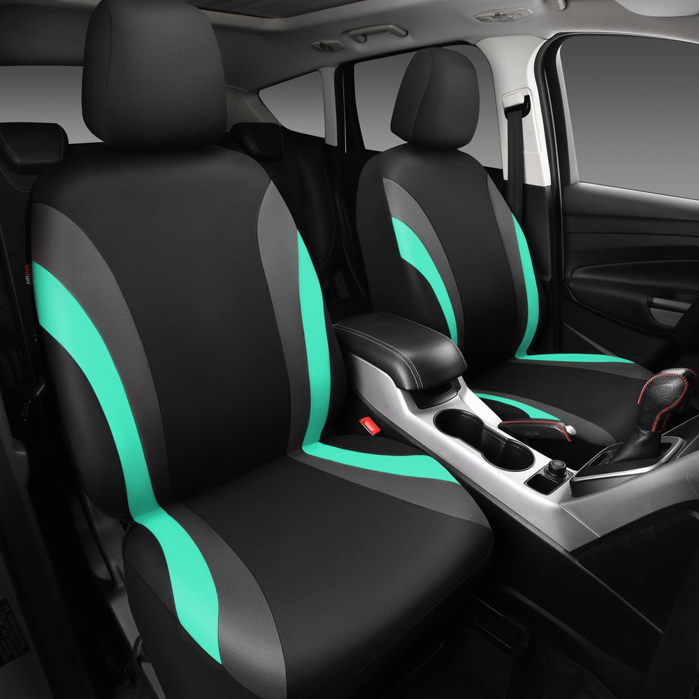 CAR PASS Line Rider mint-black two-tone front seat cover for universal fit