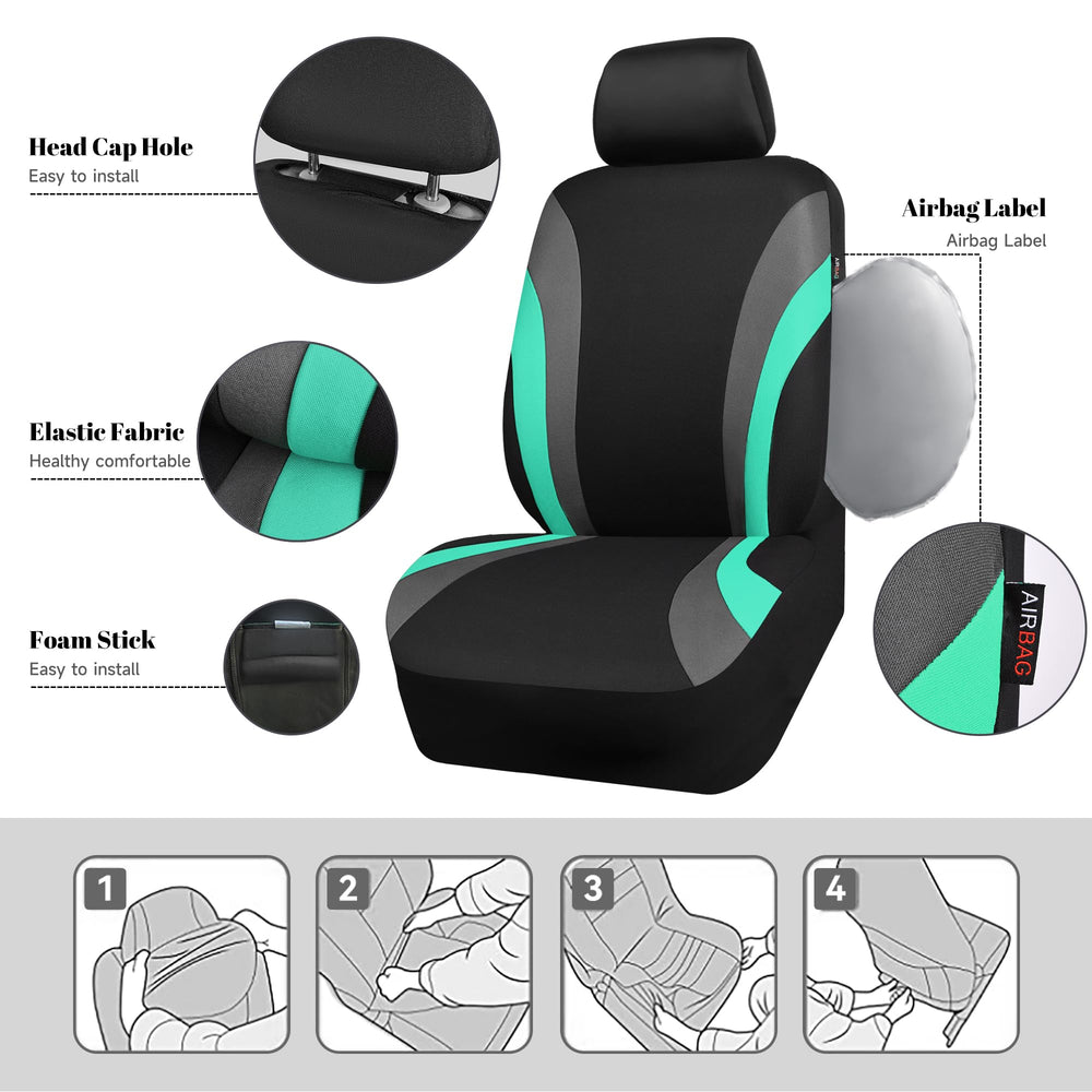 CAR PASS Line Rider mint headrest cover to upgrade interior feel
