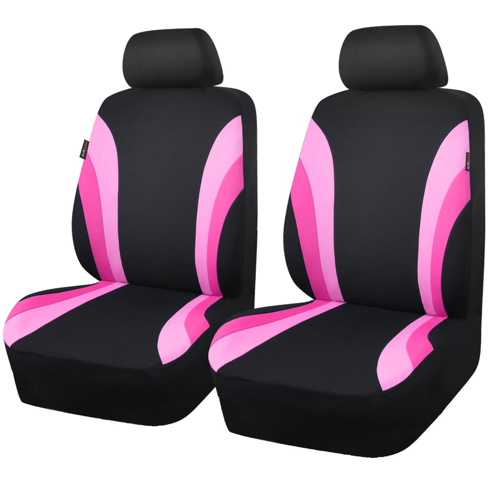 CAR PASS Line Rider pink front seat covers enhance style and protection.