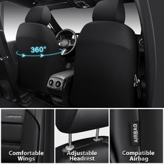 CAR PASS luxury leather-look seat cover front adds premium feel and style.